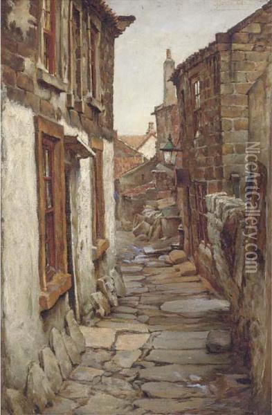 A Cobbled Street Oil Painting - Barrett
