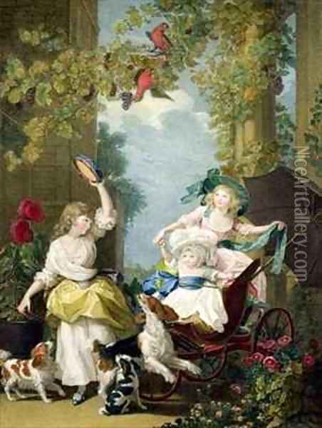 Their Royal Highnesses the Princesses Mary 1776-1857 Sophia 1777-1848 and Amelia 1783-1810 Oil Painting - John Singleton Copley