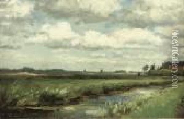 Polder Landscape With Mills In The Distance Oil Painting - Willem Roelofs