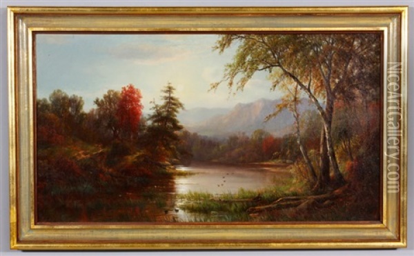Mountain Landscape Oil Painting - Joseph Antonio Hekking