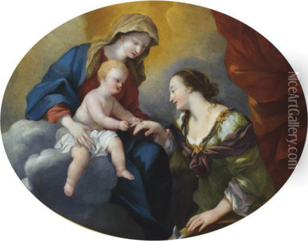 The Mystical Marriage Of Saint Catherine Oil Painting - Giovanni Francesco Romanelli