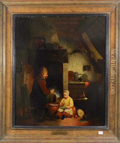 Scene D'interieur Oil Painting - Ferdinand de Braekeleer the Younger