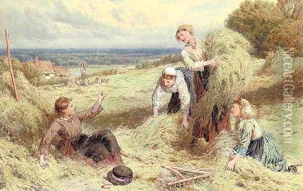 The young harvesters Oil Painting - Myles Birket Foster
