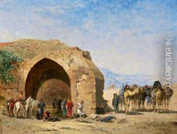 Rast Am Brunnen In Jericho Oil Painting - Narcisse Berchere