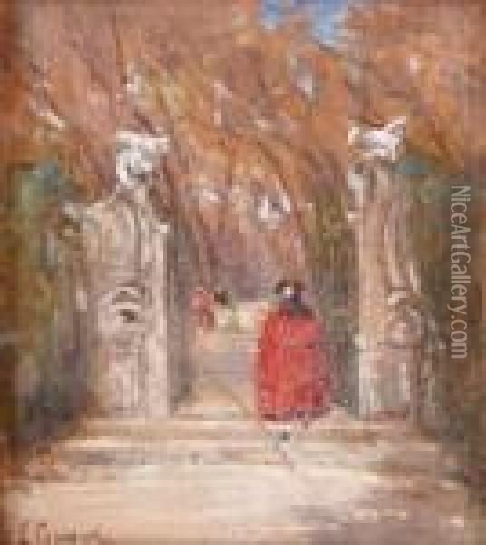 Promeneurs Dans Un Parc A Venise Oil Painting - Emma Ciardi