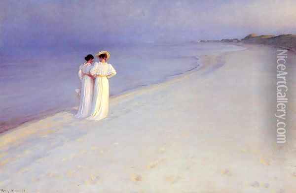 Tade de verano en la playa Oil Painting - Peder Severin Kroyer