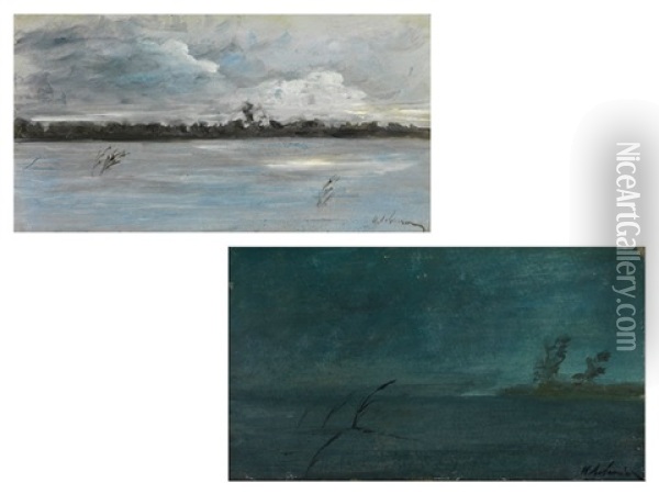 Paar Russische Landschaften In Truber, Nebeliger Lichtstimmung (pair) Oil Painting - Isaak Levitan