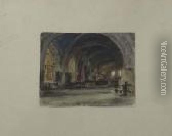 Inneres Der Kirche Von Assisi. Oil Painting - Albert Anker