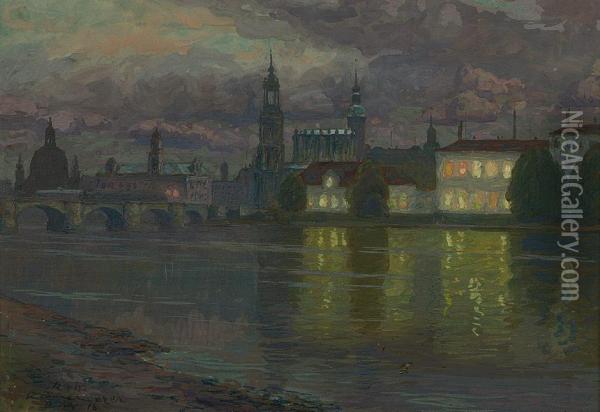 Ansicht Von Dresden Bei Der Elbbrucke Oil Painting - Robert Kammerer