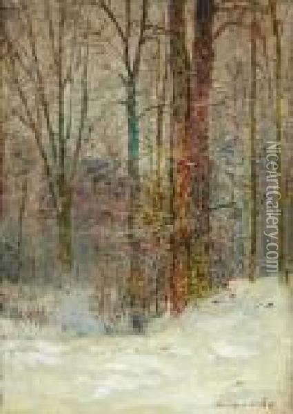 Snow Covered Forest Oil Painting - Laszlo Mednyanszky