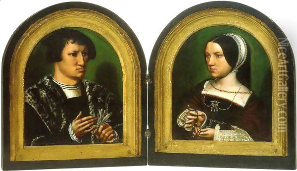 Portrait of Cornelius de Schepper and his Wife Oil Painting - Ambrosius Benson
