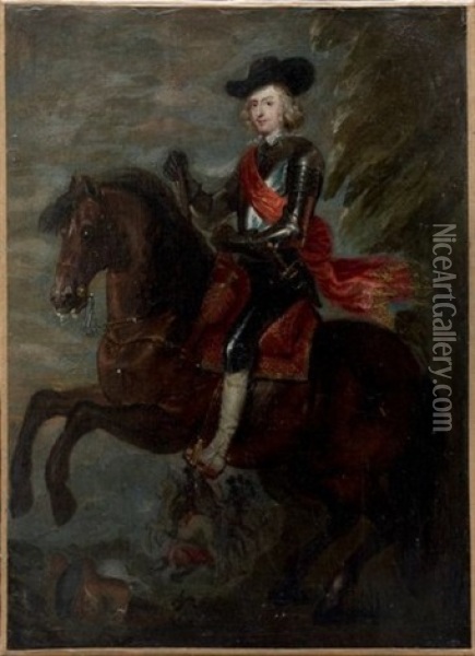 Portrait Equestre De Ferdinand, Cardinal Infant D'espagne Oil Painting - Caspar de Crayer