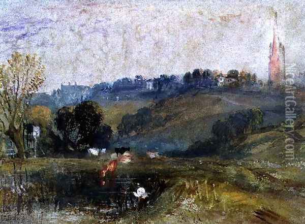 Landscape near Petworth, c.1828 Oil Painting - Joseph Mallord William Turner