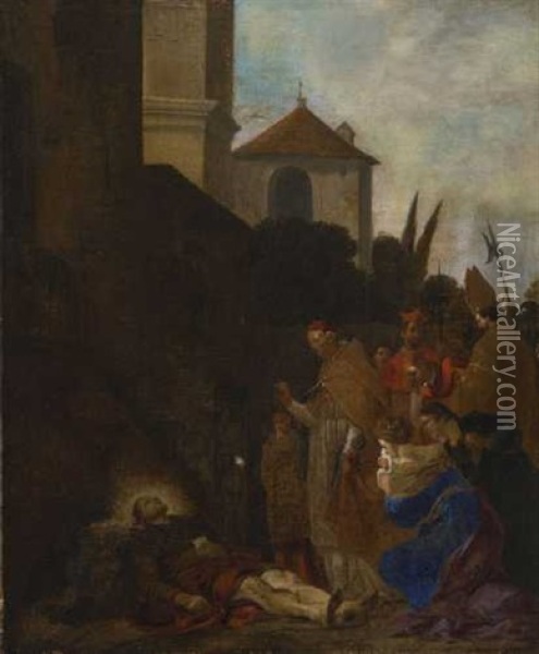 Der Tod Des Hl. Alexius Von Edessa Oil Painting - Stefano Pozzi