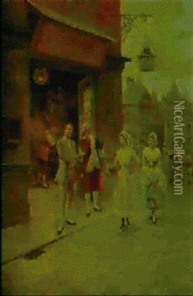 Where Are You Going My Pretty Maid Oil Painting - Mariano Alonso Perez