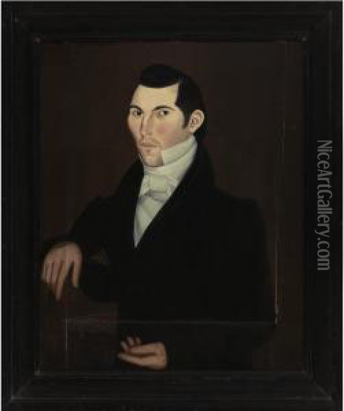 Portrait Of A Dark-haired Gentleman Oil Painting - Sheldon Peck