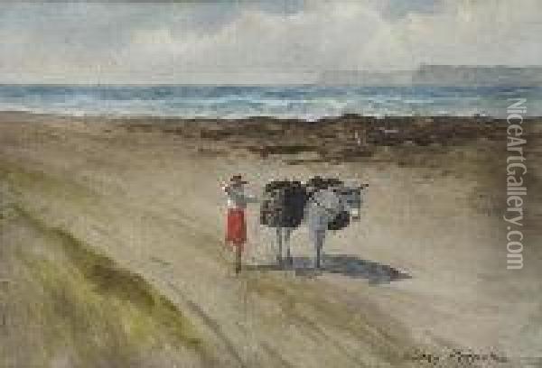 The Beach At Portrush, County Antrim Oil Painting - William Percy French
