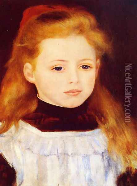 Little Girl In A White Apron Aka Portrait Of Lucie Berard Oil Painting - Pierre Auguste Renoir
