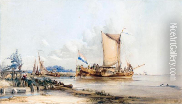 A Dutch Boeier Oil Painting - George Cambers