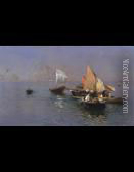 Venezia. Pescatori In Laguna Oil Painting - Rubens Santoro