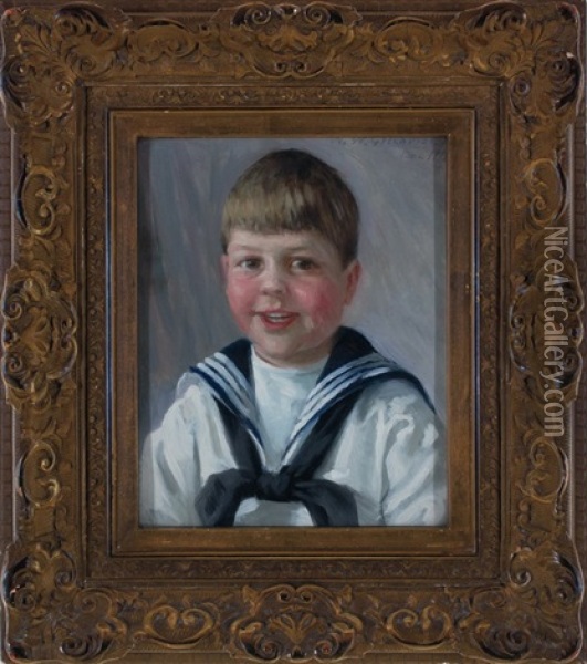 Portrait Of Judge Edward Thaxter Gignoux As A Young Boy Oil Painting - William Wallace Gilchrist