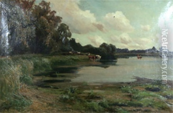 Kor I Vattenlandskap Oil Painting - Arthur William Redgate