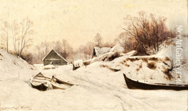Weg Zum Dorf Im Winter Oil Painting - Walter Moras