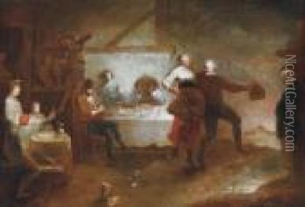 A Peasant Dance In A Tavern Oil Painting - Januarius Zick