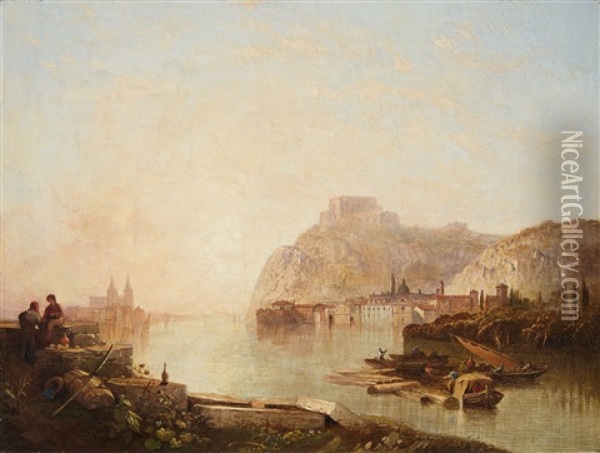 The Rhine Near Ehrenbreitstein Oil Painting - Caspar Johann Nepomuk Scheuren