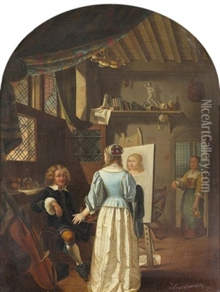 Im Atelier Eines Malers Oil Painting - Cornelis Kruseman