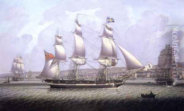 A Frigate of the Baltic Fleet off Greenock Oil Painting - Robert Salmon