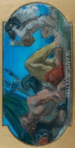 Mars Enchaine, Projet De Caisson Pour Le Salon De La Paix Oil Painting - Eugene Delacroix