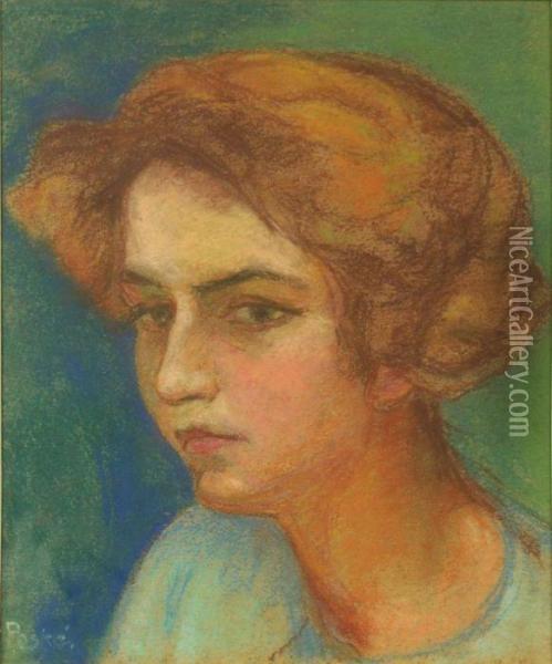 Portrait D'une Jeune Fille Oil Painting - Jean Peske
