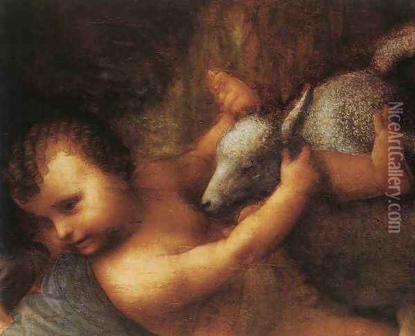 The Virgin and Child with St Anne (detail) 3 Oil Painting - Leonardo Da Vinci