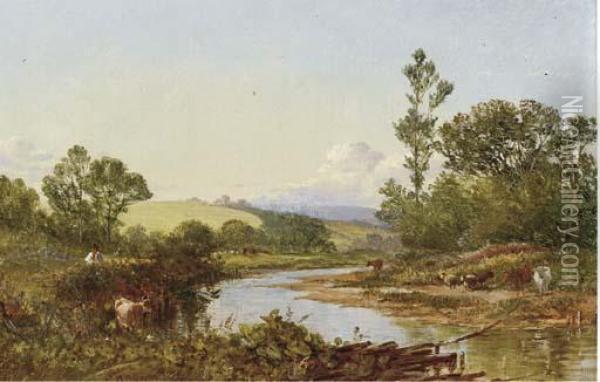 On The Otter Near St. Mary Ottery Oil Painting - Walter Williams