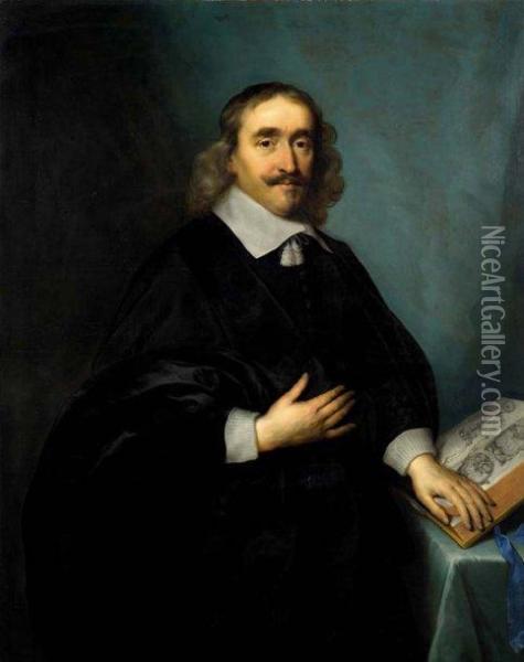 Portrait De Ijsbrand Van Diemerbroeck Oil Painting - Cornelius Jonson
