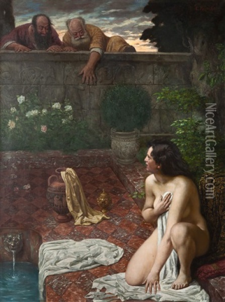 Susanna Im Bade Oil Painting - Emil Reinicke