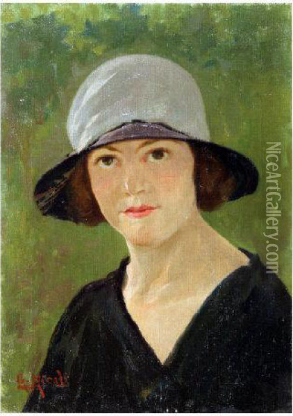Figura Femminile Con Cappello Oil Painting - Giuseppe Micali