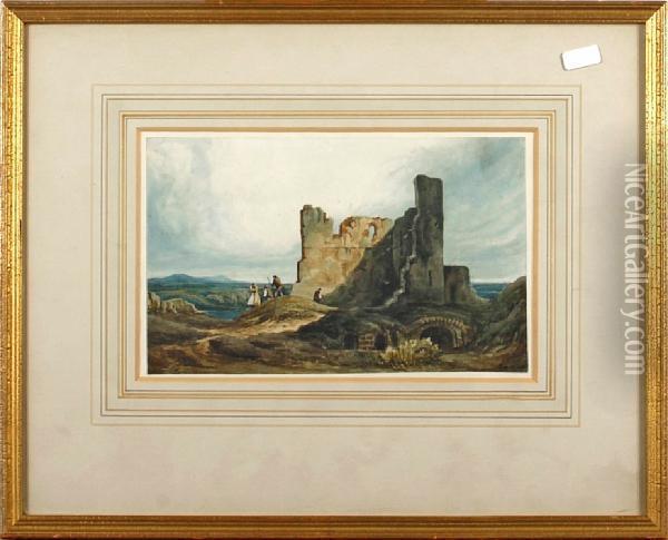 Great Hall And Kitchen Of Kendal Castle,westmoreland Oil Painting - Frederick William Fairholt