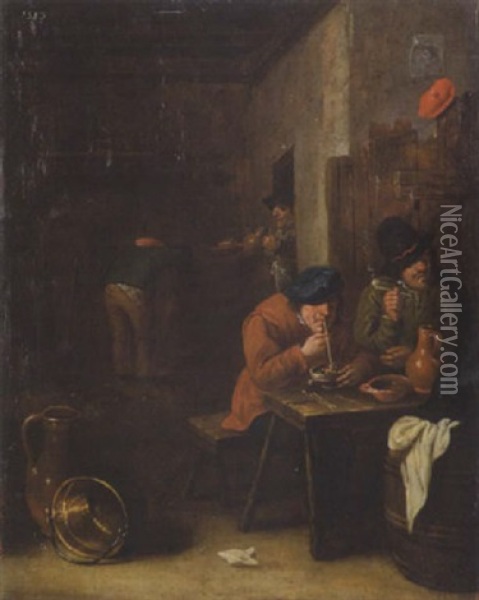 Zwei Raucher Im Wirtshaus Oil Painting - Egbert van Heemskerck the Younger