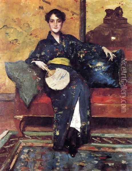The Blue Kimono Oil Painting - William Merritt Chase