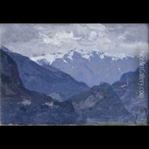 Veduta Montana Del Trentino Oil Painting - Erich Kips