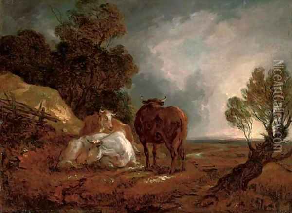 A wooded landscape with cattle Oil Painting - Thomas Barker of Bath