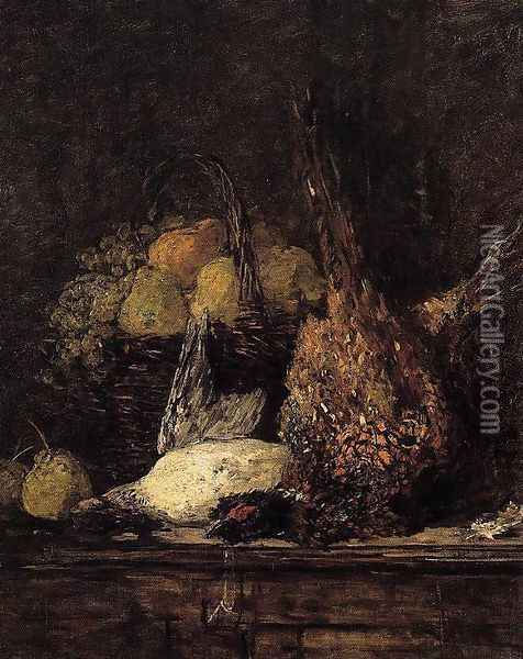 Pheasant, Duck and Fruit Oil Painting - Eugene Boudin