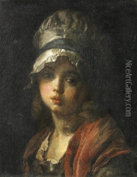 Brustportrat Eines Jungen Madchens Mit Haube Oil Painting - Jean Baptiste Greuze