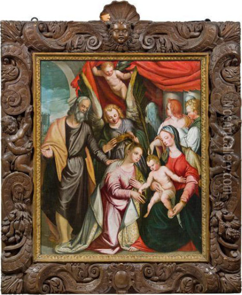 Mystische Vermahlung Der Hl. Katharina Oil Painting - Bernardino India