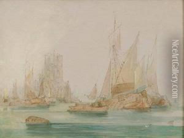 View Of Rotterdam Oil Painting - John H. Wilson