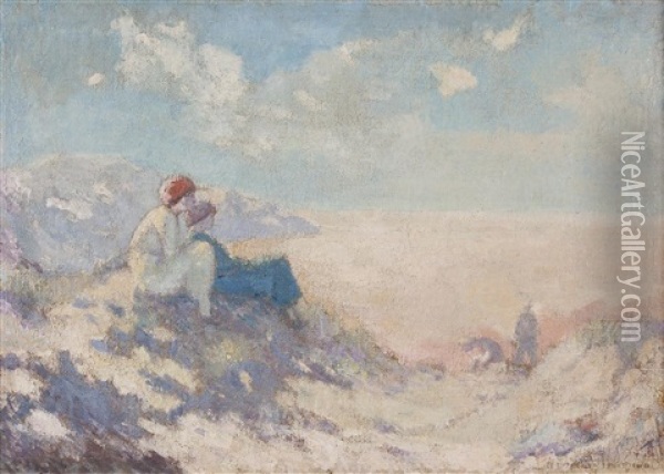 In The Sand Dunes Oil Painting - George Russell