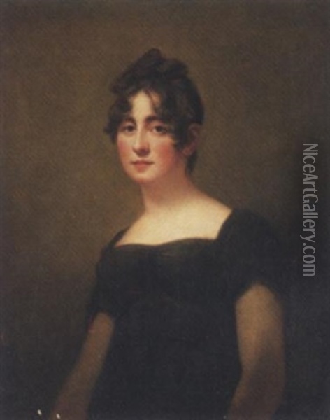 Portrait Of A Lady (mrs. Hamilton Dundas?) In A Black Dress Oil Painting - John Watson Gordon
