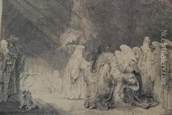 Presentation Of Christ In The Temple Of Solomon Oil Painting - Rembrandt Van Rijn